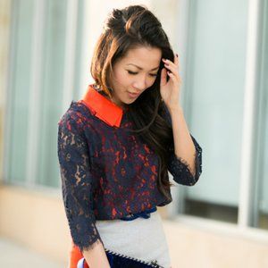 Joie Blue Lace Blouse